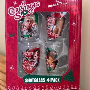 A Christmas Story Shot Glasses 4 Pack Little Ralphie WB Holidays Movie New